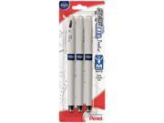 Pentel PENBL117WBP3C EnerGel Tradio Liquid Gel Pen 7mm Pearl Barrel Blue Ink