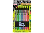 Zebra Pen Z Grip Neon Ballpoint Retractable Pen Medium Pen Point Type 1 mm Pen Point Size Assorted Ink Assorted Barrel 7 Pack