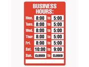 COSCO 098072 Business Hours Sign Kit 8 x 12 Red