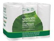 Seventh Generation 13731 100% Recycled Paper Towel Rolls Right Size Sheets 140 Sheets Roll White 6 Pk
