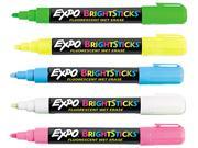 EXPO 14075 Bright Sticks Wet Erase Fluorescent Marker Set Bullet Tip Assorted