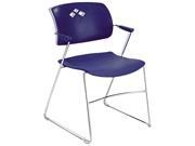 Safco 4286BU Veer Series Stacking Chair with Arms Sled Base Blue Chrome 4 Carton