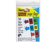 Redi Tag 76830 Removable Page Flags Green Yellow Red Blue Orange 10 Color 50 Pack