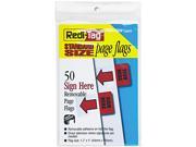 Redi Tag 76809 Removable Reusable Page Flags Sign Here Red 50 Pack