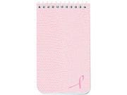 National Brand 31121 Pink Ribbon Memo Book Narrow Rule 3 x 5 White Paper Pink Cover 60 Sheets