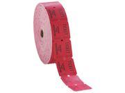 PM Company 59003 Consecutively Numbered Double Ticket Roll Red 2000 Tickets Roll