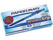 Paper Mate 8808087 Write Bros Grip Ballpoint Stick Pen Blue Ink Medium Dozen