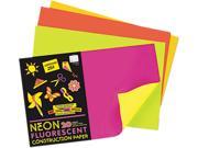 Pacon 104303 Neon Construction Paper 76 lbs. 12 x 18 Assorted 20 Sheets Pack