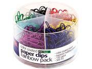 Officemate 97227 Plastic Coated Paper Clips No. 2 Size Assorted Colors 450 Pack