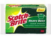 Scotch Brite HD 3 Heavy Duty Scrub Sponge 4 1 2 x 2 7 10 x 6 10 Green Yellow 3 Pack