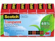 Scotch 6126P Transparent Greener Tape 3 4 x 900 1 Core 6 Rolls