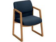 2400 Series Guest Arm Chair Harvest Finish Blue Fabric