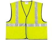 MCR Safety VCL2SLXL Class 2 Safety Vest Fluorescent Lime w Silver Stripe Polyester XL