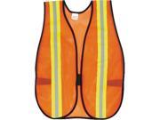 MCR Safety V201R Orange Safety Vest 2 Reflective Strips Polyester Side Straps One Size