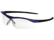 Crews DL310AF Dallas Wraparound Safety Glasses Metallic Blue Frame Clear AntiFog Lens
