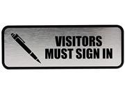 COSCO 098212 Brushed Metal Office Sign Visitors Must Sign In 9 x 3 Silver