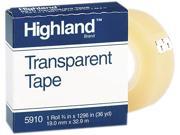 Highland 5910 3 41296 Transparent Tape 3 4 x 1296 1 Core Clear
