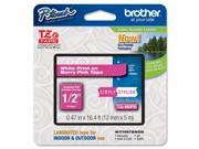Brother TZEMQP35 TZ Standard Adhesive Laminated Labeling Tape 1 2 x 16.4 ft. White Berry Pink