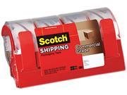 Scotch 3750 4RD Commercial Grade Packaging Tape with Dispenser 1.88 x 54.6 yards Clear 4 PK