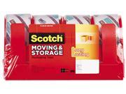 Scotch 3650S 4RD Moving Storage Tape 1.88 x 38.2 yards 3 Core Clear 4 Rolls Pack