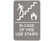 Headline Sign 5400 ADA Sign 6 x 9 In Case of Fire Use Stairs Gray