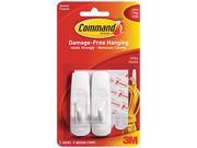 Command 17001 Removable Adhesive Utility Hooks 3 lb Capacity Plastic White Set of 2