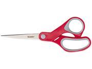 Scotch 1428 Multi Purpose Scissors Pointed 8 Length 3 3 8 Cut Red Gray