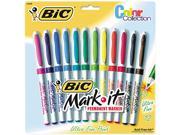 BIC GPMUP12ASST Mark It Permanent Markers Ultra Fine Point Assorted Colors Dozen