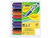 BIC GDEM30ASST Great Erase Grip XL Dry Erase Markers Chisel Tip Assorted 30 Pack