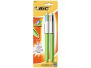 BIC AMP21 4 Color Ballpoint Retractable Pen Assorted Ink Medium 2 per Pack