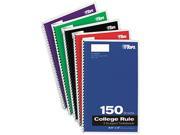 Tops 65362 Wirebound 3 Subject Notebook College Rule 9 1 2 x 6 White 150 Sheets Pad