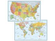 Rand McNally RM35535 M-Series Full-Color U.S. and World Maps, Paper, 32 x 50
