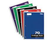 Tops 65021 Wirebound 1 Subject Notebook College Rule 10 1 2 x 8 White 70 Sheets Pad