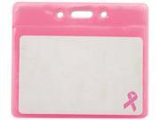 Advantus 75569 Breast Cancer Awareness Badge Holder Horizontal 3 1 2 x 2 1 2 Pink 25 Pack