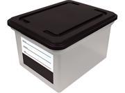Innovative Storage Designs 55802 File Tote Storage Box with Snap on Lid Closure Letter Legal Clear Black