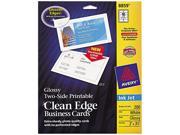 Two Sided Clean Edge Business Cards Inkjet 2 x 3 1 2 Glossy White 200 Pack
