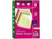 Avery 75307 Small Binder Pockets Standard 7 Hole Punched Assorted 5 1 2 x 8 1 2 5 Pack