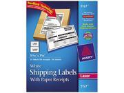 Shipping Labels w Paper Receipt Block 5 1 16 x 7 5 8 White 50 Pack