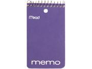 Mead 45354 Memo Book College Ruled 3 x 5 Wirebound Punched 60 Sheets Assorted