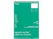 Mead 43080 Spell Write Steno Book Gregg Rule 6 x 9 Green 80 Sheets Pad