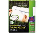 Avery 11582 100% Recycled Index Maker Dividers White 12 Tab 11 x 8 1 2 5 Sets Pack