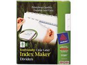 Avery 11581 100% Recycled Index Maker Dividers White 8 Tab 11 x 8 1 2 5 Sets Pack