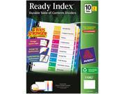 Ready Index Customizable Table of Contents Asst Dividers 10 Tab Ltr 3 Sets