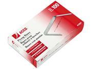 Acco 12993 Prong Paper File Fasteners Two Inch Base Steel 100 Box