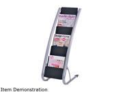 Alba Literature Floor 6 Pocket Display Rack 13 3 8w x 19 3 4d x 36 5 8h BLK Chrome