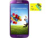 Samsung Galaxy S4 I9500 Purple 16GB Android Phone + H2O $30 SIM Card