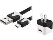 Insten 1599471 Black USB Mini Travel Charger and Micro USB Noodle Cable Compatible with Samsung Galaxy Note 3