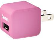 Hama U6108957 Pink 12 Watt 2.4 AMP USB Wall Charger with universal device detect chip