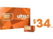 Ultra Mobile Triple Punch Orange Mini Micro Nano SIM Card 34 1 month of service included