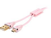 Mediasonic HAC1 MU100 PR Pink Micro USB Sync Charge cable 3 ft gold plated baby pink